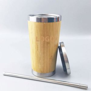 Gobelet isotherme écologique en bambou de 450 ml, double paroi en acier inoxydable, tasse de voyage à café sous vide, avec paille, résistant à l'eau bouillante, maintien au chaud 6 heures - Product Image 3