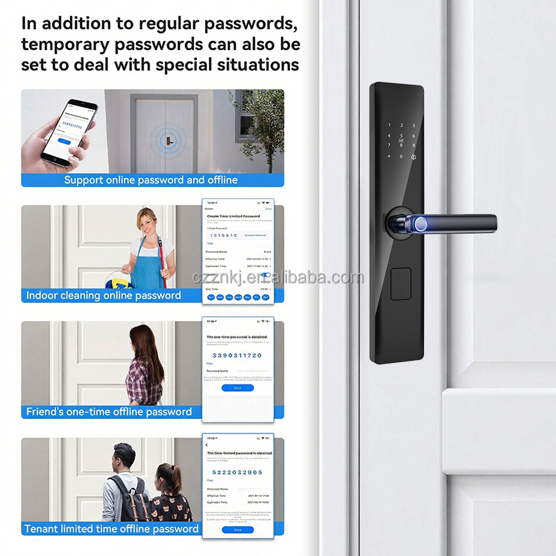 Smart WiFi Enabled High Security Fingerprint Door Lock with Memory Card Support for Aluminum & Wood Doors-Black · image 4