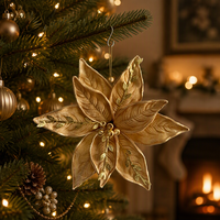 Décorations de Noël d'intérieur 2026 : Arbre artificiel, fleurs de Poinsettia en polyester, à fixer au mur, pour la maison, les festivals et les centres commerciaux