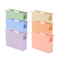 En stock : Classeur suspendu rectangulaire en plastique, best-seller, couleurs macaron, base large de 2 pouces, en PP