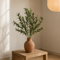 Tige de verdure artificielle de luxe écologique, longue, vert olive, 95 cm, avec olives noires, pour arrangements floraux, vases de maison et tables de cérémonie