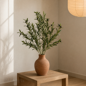 <span class=keywords><strong>Tige</strong></span> de verdure artificielle de luxe écologique, longue, vert olive, 95 cm, avec olives noires, pour arrangements floraux, vases de maison et tables de cérémonie - Product Image 5