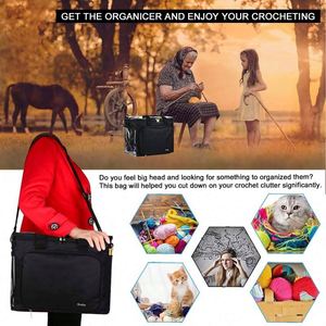Muestra gratuita: Bolsa de punto portátil de gran capacidad con cubierta y divisor interior, organizador de hilo, bolsa de almacenamiento de hilo, bolsa de ganchillo - Product Image 3