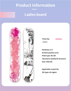 Planche de snowboard polyvalente pour femmes, rose et noir contrastés, avec noyau en bois de peuplier, écologique, tout-terrain, bande de caoutchouc <span class=keywords><strong>film</strong></span>ée - Product Image 4
