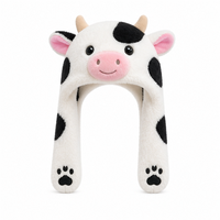 Chapeau de vache en peluche avec cornes et cache-oreilles |   Chapeau d'hiver en peluche douce personnalisé OEM en gros pour enfants