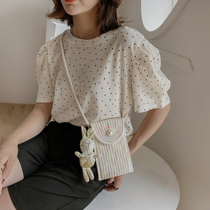 Woven Women's Crossbody Bag Khaki Beige Vertical <b>Square</b> Magnetic Buckle Portable Everyday Outfits Summer 2021 - Product Image 4