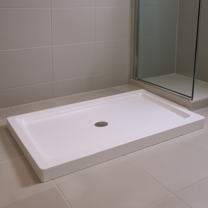 Base de Ducha Rectangular Vevor de 60 x 32 Pulgadas, Acrílico Blanco, Drenaje Central, Bandeja de Baño Antideslizante - Product Image 2