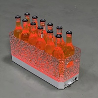Seau à glace LED multicolore, capacité 12 bouteilles, refroidisseur de vin et de bière en plastique pour bar, club, fêtes et événements