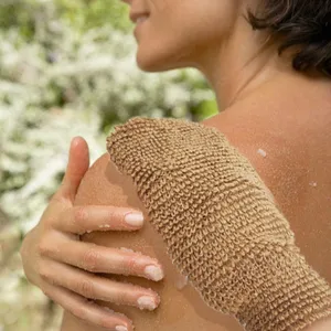 Eco Friendly guanto da bagno esfoliante guanto da bagno in iuta naturale Scrub per il corpo di canapa guanti da bagno guanti esfolianti - Product Image 4