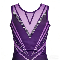 Justaucorps de gymnastique et de danse pour enfants, sexy, violet, avec strass, respirant, 100% nylon, style personnalisé par sublimation