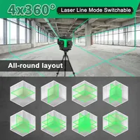 Niveau laser auto-nivelant 4D avec 16 lignes et 360° °   Projecteur à lignes croisées vert avec télécommande