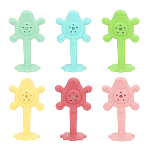 OEM ODM precio de fábrica linda flor forma púrpura de grado alimenticio de silicona líquida dentición juguete mordedor dentición juguete - Product Image 3