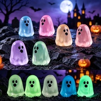 Meilleures ventes d'Halloween : Ornement en résine lumineux et coloré en forme de petit fantôme mignon pour la décoration de bureau, cadeau DIY