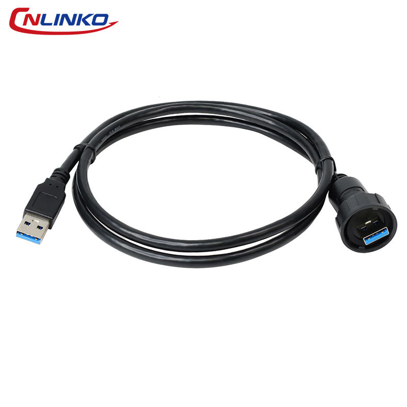 CNLINKO YU USB Two Point Snap Lock IP68 Waterproof Circular Connector With Pre Assembled Cable High Speed Data Transfer Assembly