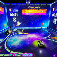 Sistema Interactivo de Carreras de Go-Karts con Batería, Proyector de Pista de Batalla, Holograma, Plástico, Realidad Virtual, Área de Juegos Interior para el Hogar, 10 Jugadores