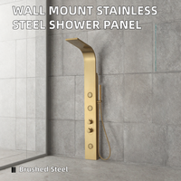 Colonne de douche murale en acier inoxydable brossé pour hôtel avec jets de massage et cascade LED