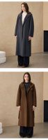 Manteau long en cachemire double face style Hepburn pour femme, avec fermeture éclair, épaisseur polaire perlée, idéal automne/hiver pour les trajets quotidiens