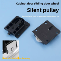 Roulettes de porte coulissante en plastique noir en gros, roulettes de porte coulissante de garde-robe robustes en plastique noir silencieuses avec roulement intégré