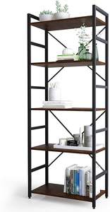 5-Tier Libreria In Legno Alto e Moderno Mensola di Esposizione Rack Spalancate In Piedi con Montature In Metallo - Product Image 3