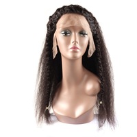 Peluca Yaki Kinky Straight 100% Cabello Humano, Cierre de Encaje Frontal 13x4 4x4 5x5, Cabello Virgen Brasileño Remy Negro, Doble Trama a Máquina