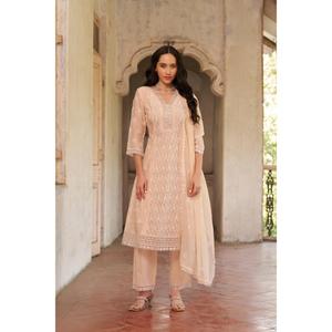 Oferta Especial: Conjunto Étnico de Kurta Anarkali con Cuello en V Bordado para Mujer, con Pantalones y Dupatta a Juego, Disponible a Buen Precio - Product Image 2