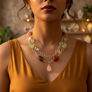 Women's Trendy Gemstone Beaded <b>Necklace</b> Gold-Plated Sterling Silver Turquoise Sapphire Garnet <b>Ruby</b> Wedding Gift Elegant Dainty - Product Image 2