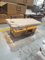 Table de massage thaïlandaise électrique personnalisable à 4 moteurs, avec finition bois de haute qualité, lit de beauté et table de soin du visage