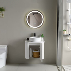 Meuble-lavabo de salle de bain <span class=keywords><strong>avec</strong></span> <span class=keywords><strong>porte</strong></span> battante, miroir LED mural, en bois massif, étanche et écologique - Product Image 3