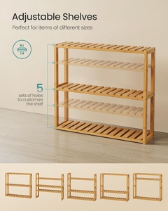 Étagère murale <span class=keywords><strong>pour</strong></span> plantes en bambou non pliable à 3 niveaux, style rustique, réglable, <span class=keywords><strong>pour</strong></span> salle de bain - Product Image 5
