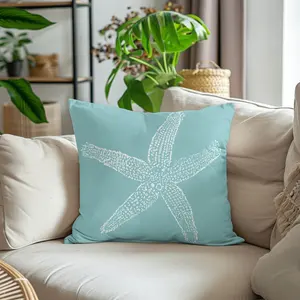 Coastal Beachy Nautical Decorative Square Coral Starfish Pillow Covers for Couch Sofa Bed