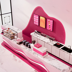 Vetrina Espositiva per Dessert in Vetro Personalizzata con Bancone, Set di Design per Negozio di Bubble Tea, Soluzione Completa per Interni di Pasticcerie - Product Image 3
