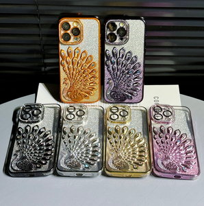 Chất lượng cao long lanh cardstock mô hình con công trường hợp điện thoại cho Iphone 17 Pro Max Bao gồm bao da kim cương máy ảnh mạ điện - Product Image 1