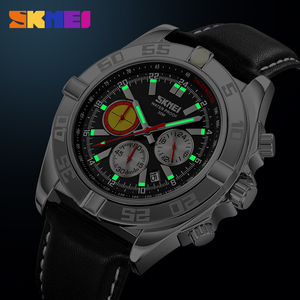 Montre à quartz de mode sans usine fabricant de logo personnalisé montre-bracelet en cuir pour hommes montre OEM & ODM SKMEI 9322 - Product Image 5