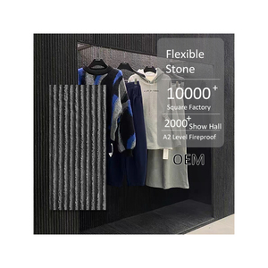 Azulejo de chapa de piedra flexible de diseño moderno MCM, pared de piedra de línea redonda impermeable para decoración interior de hoteles y escuelas - Product Image 2