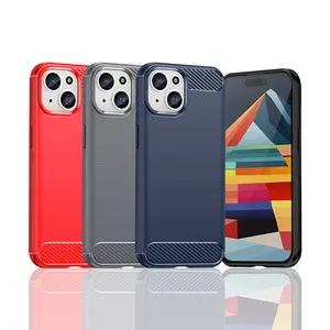 Custodia di lusso in fibra di carbonio per telefono con filo spazzolato in Silicone TPU Cover posteriore per iPhone 11 12 13 14 15 Pro Max