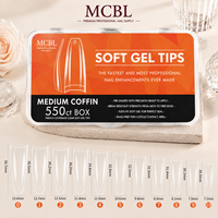 Faux ongles en amande, longueur moyenne courte, 10 mm, formes ovale, cercueil, stiletto, carrée, couverture complète, en ABS, avec colle, 550 pièces, vente en gros