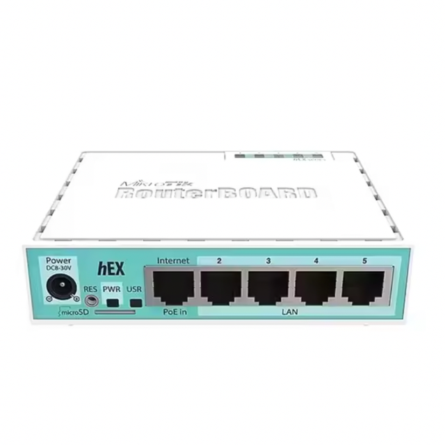 Mikrotik HEX RB750Gr3 Wireless Router WiFi 2.4G 5G WEP/WPA Encryption QoS Dual-Band Support 2 External Antennas 8 LAN Ports US