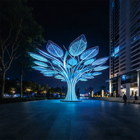 Farbenfrohe Blatt-LED-Baumskulptur-Leuchte RGB Farbwechsel IP65 Wasserdicht DC24V 50000 Stunden Kommerzielle Platz- und Landschaftsbeleuchtung