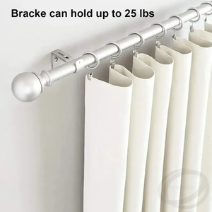 Adjustable <b>Single</b>-Side Powder Coated <b>Curtain</b> Rod Brackets and Holders for Walls Drapery Hardware Window Support - Product Image 6