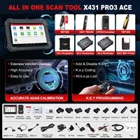 Escáner de Diagnóstico para Autos X431 PRO3 ACE OBD2, DBScar VII, Control Bidireccional, Herramientas de Diagnóstico para Todos los Sistemas, 12V/USB