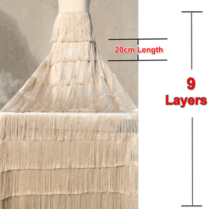 Nanyee Dệt Màu Be Rượu Sâm Banh Màu Thêu Tay 9 Lớp 20Cm Dài Tua Rìa Vải Tuyn Vải Lưới Cho Dancewear Ăn Mặc - Product Image 5