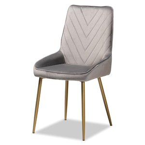 Chaise de restaurant moderne en tissu noir velours avec dossier solide et assise rembourrée en mousse - Product Image 1