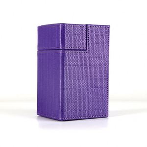Boîte à cartes en cuir PU, design à rabat violet, coins carrés, boîte cadeau portable pour cartes à collectionner - Product Image 3