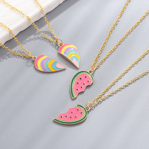 Collar con colgante de corazón de arcoíris de moda, collar de amor dividido de mejor amigo para 2 parejas, regalo de aniversario de moda para niño y niña - Product Image 3
