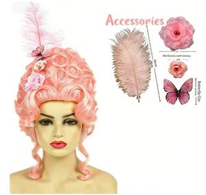 Peluca Victoriana para Disfraz Rococó, Peluca del Siglo XVIII, Cabello Barroco, Peluca Vintage de Reina con Rizos Altos, <span class=keywords><strong>Pelucas</strong></span> Sintéticas para Disfraces - Product Image 3