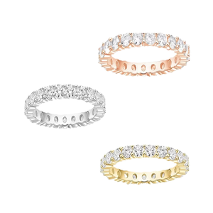Fashion Jewelry S925 Sterling <b>Silver</b> 18k Rose Gold Plated Brilliant Cut Zircon Wedding Engagement Trendy <b>Eternity</b> Band <b>Rings</b> - Product Image 1