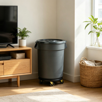 Poubelle domestique élégante et moderne de 180 L, silencieuse et anti-bruit, en plastique, avec couvercle, pour la décoration de la pièce