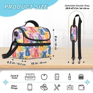Colorful Koala Print Polyester Children School Portable Lunch <b>Box</b> Double Decker Custom Logo Kids Insulated Lunch Bag - Product Image 3