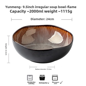 Bol à soupe en céramique de 9.5 pouces jetable asymétrique grand bassin à poisson mariné spécial pour l'utilisation transfrontalière de fête d'hôtel - Product Image 2