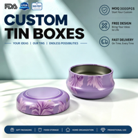 Boîte en métal circulaire personnalisable, boîte de rangement, boîte cadeau, boîte en étain pour bougies d'aromathérapie certifiée FDA LFGB ISO, vente en gros
